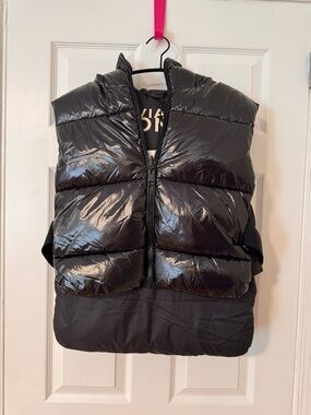 Black Puffer Vest with High Shine Finish